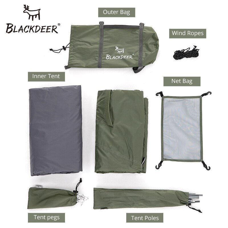 Blackdeer – tente de randonnée pour 2 personnes, 3 saisons Army