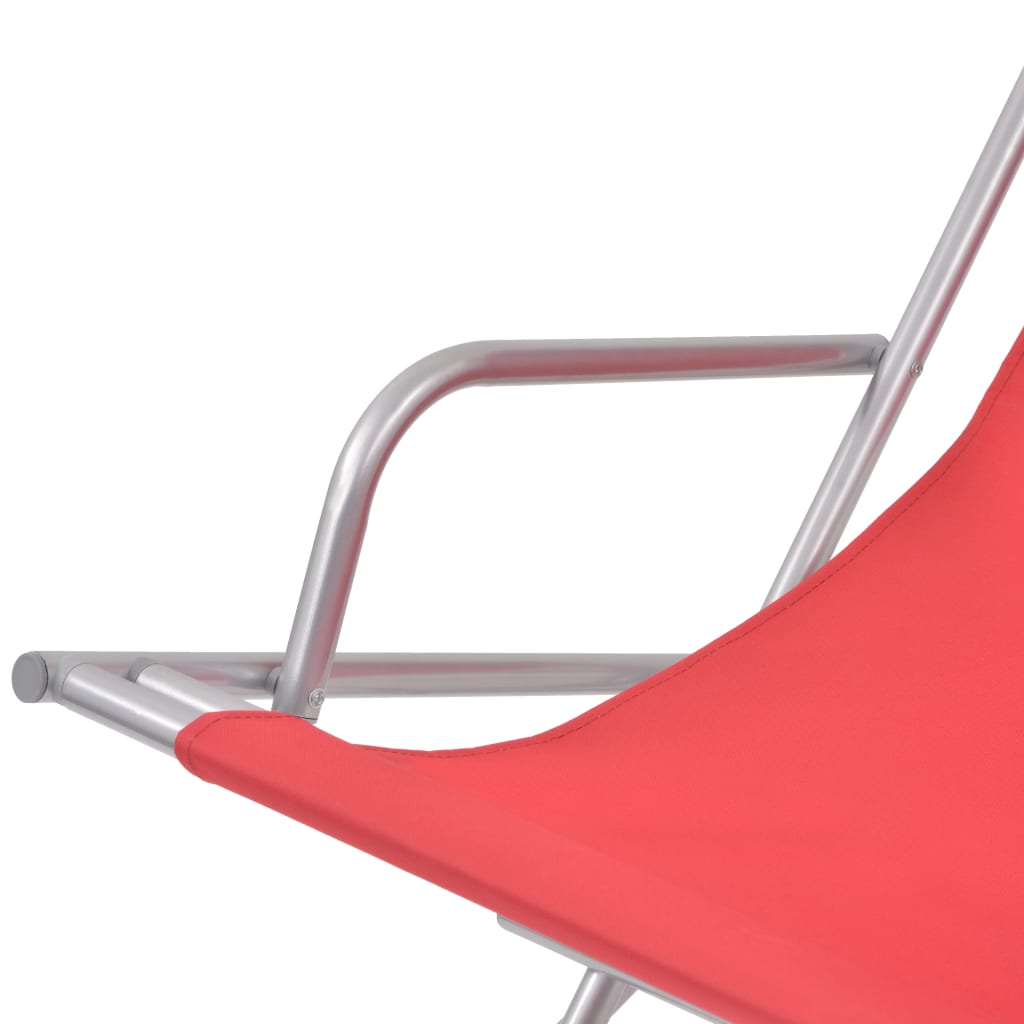 Chaises inclinables de terrasse 2 pcs Acier Rouge