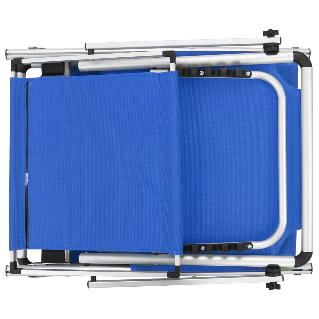 Chaise longue pliable avec toit Aluminium et textilène Bleu