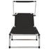 Chaise longue pliable avec auvent Aluminium et textilène Noir