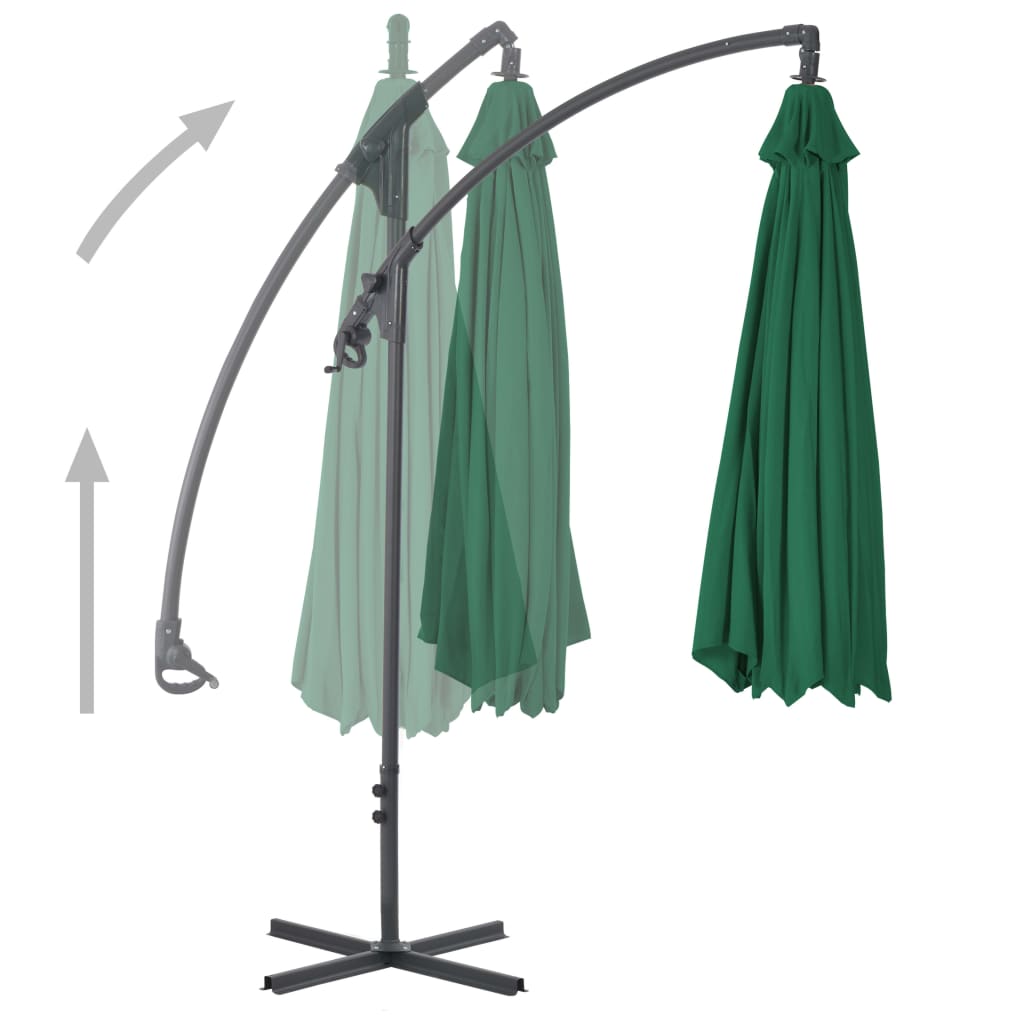Parasol en porte-à-feux avec mât en acier 300 cm Vert