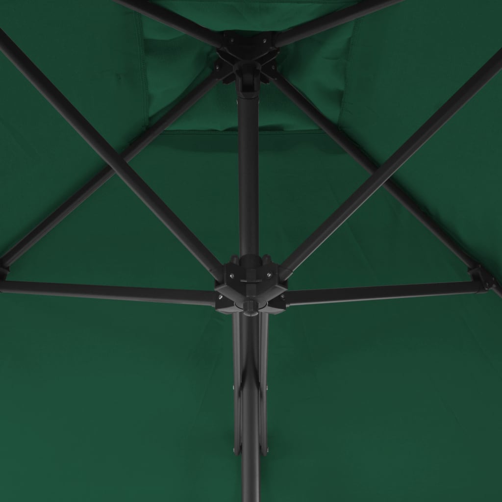 Parasol d'extérieur avec mât en acier 250 x 250 cm Vert