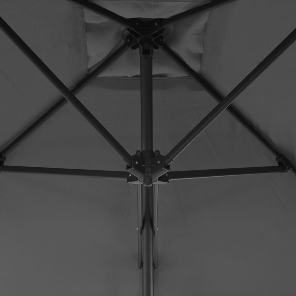 Parasol d'extérieur avec mât en acier 250 x 250 cm Anthracite