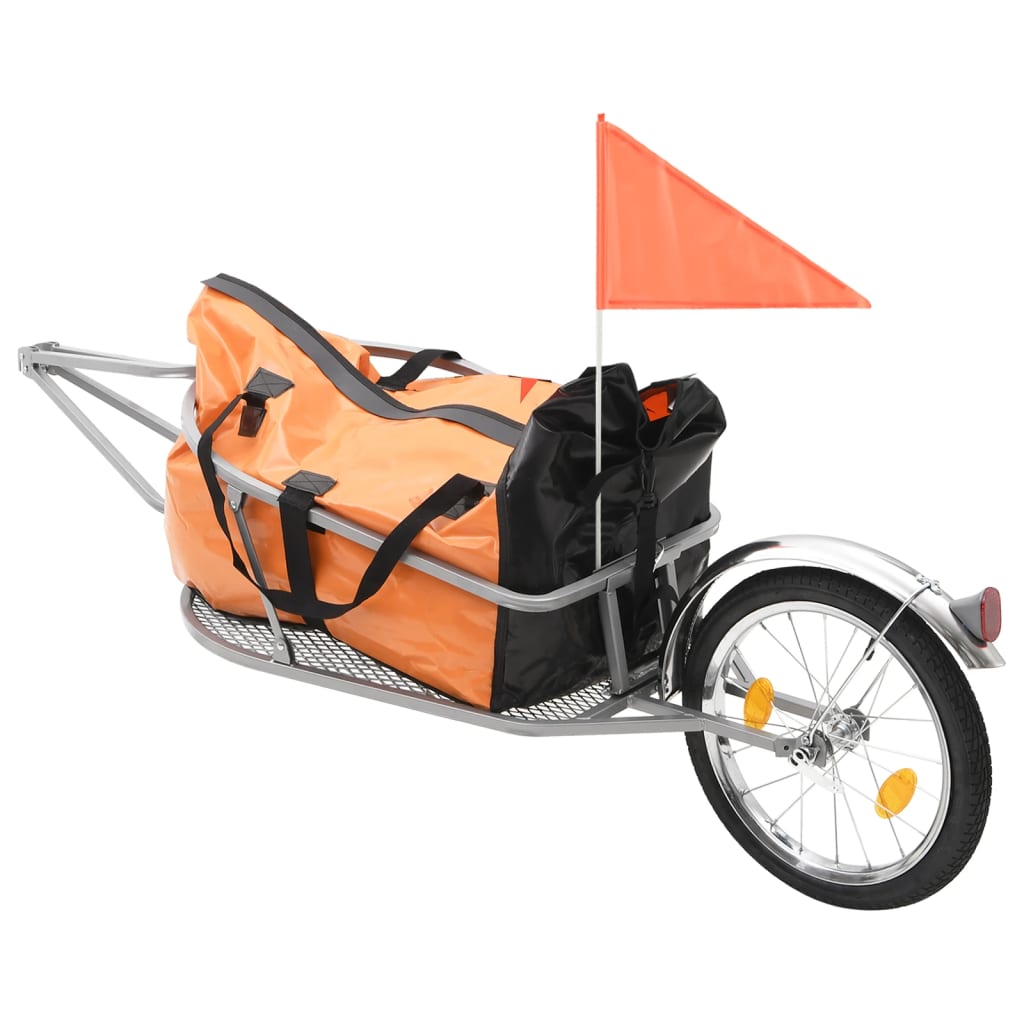 Remorque à bagages pour vélo avec sac Orange et noir
