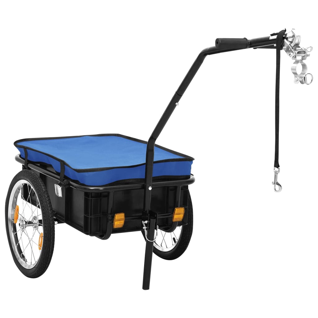 Remorque de vélo/chariot à main 155x60x83 cm acier bleu