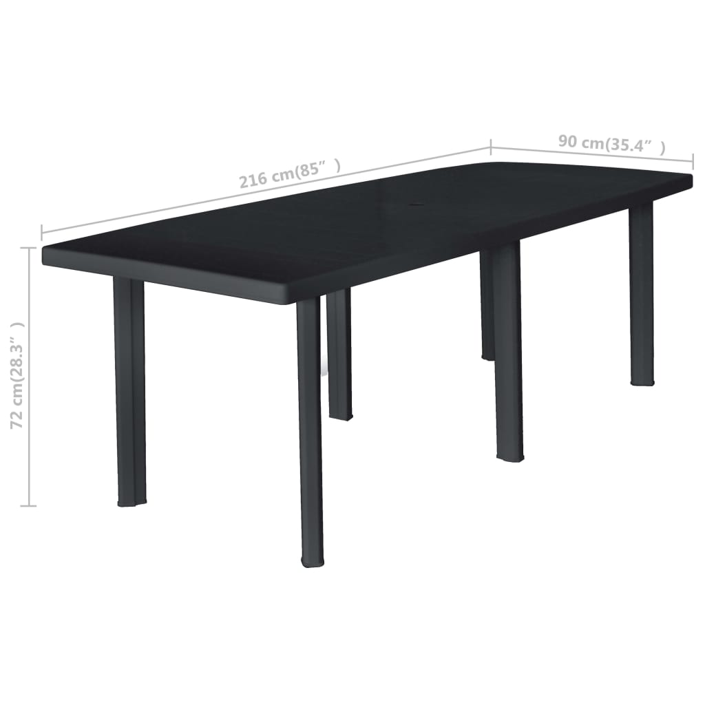 Table de jardin Anthracite 216x90x72 cm Plastique