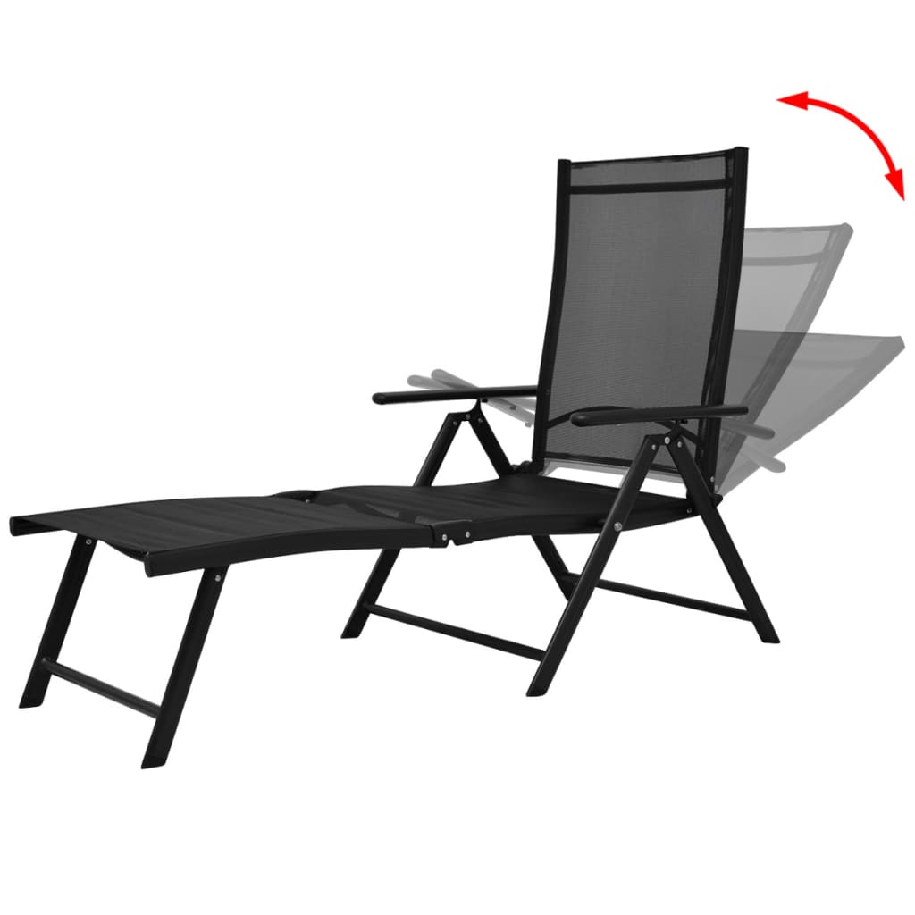 Chaise longue pliable Aluminium Noir