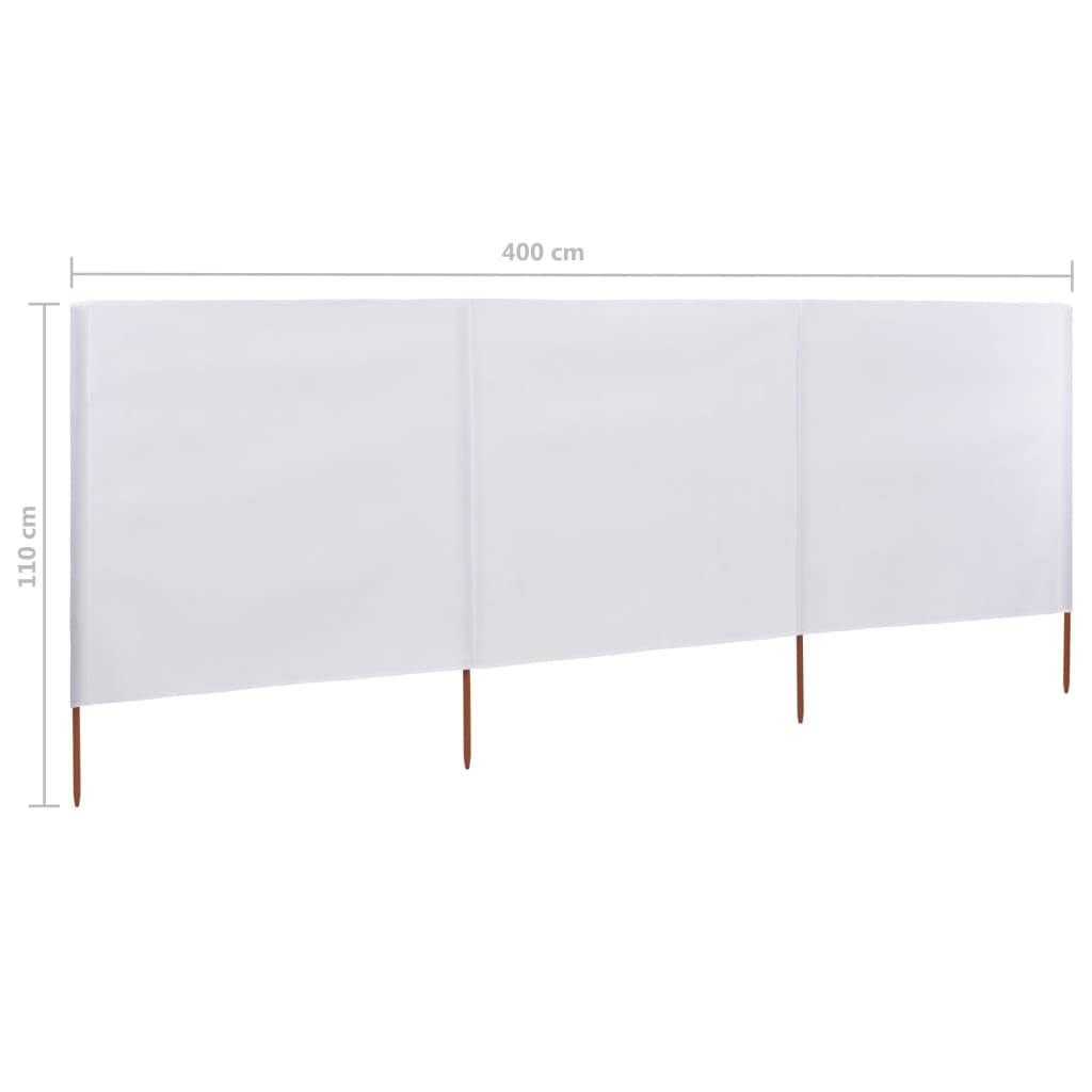 Paravent 3 panneaux Tissu 400 x 80 cm Blanc sable