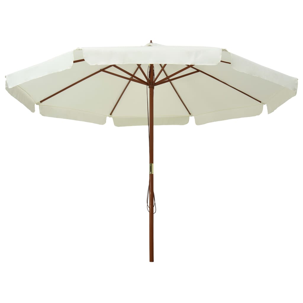 Parasol avec mât en bois 330 cm Blanc sable