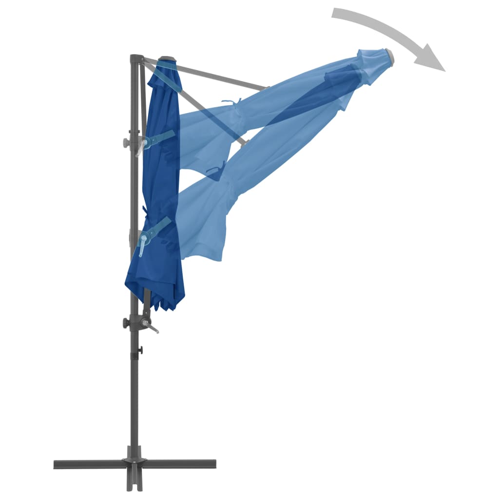 Parasol déporté avec mât en acier Bleu azuré 300 cm