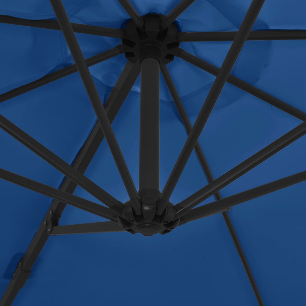Parasol déporté avec mât en acier Bleu azuré 300 cm