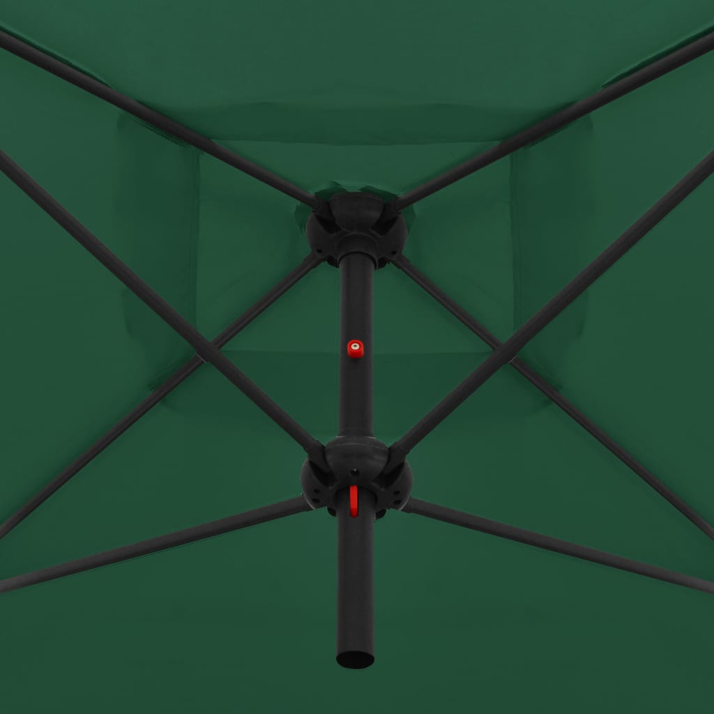 Parasol double avec mât en acier 250 x 250 cm Vert