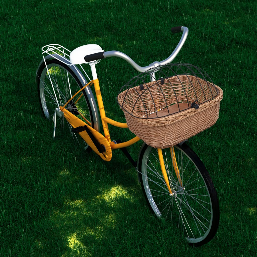Panier avant de vélo avec couvercle 50x45x35 cm Saule naturel