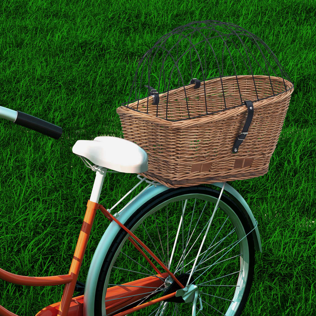 Panier arrière de vélo avec couvercle 55x31x36 cm Saule naturel