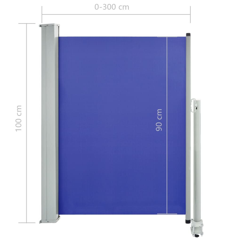 Auvent latéral rétractable de patio 100x300 cm Bleu