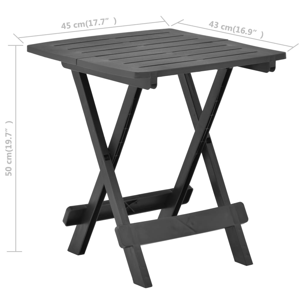 Table pliable de jardin anthracite 45x43x50 cm plastique