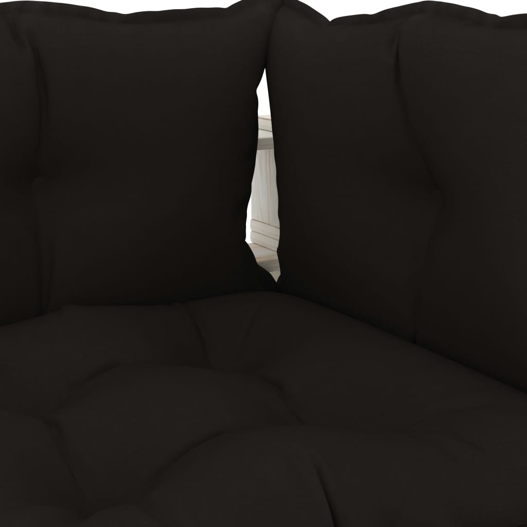 Canapé d'angle palette de jardin avec coussins noir Bois