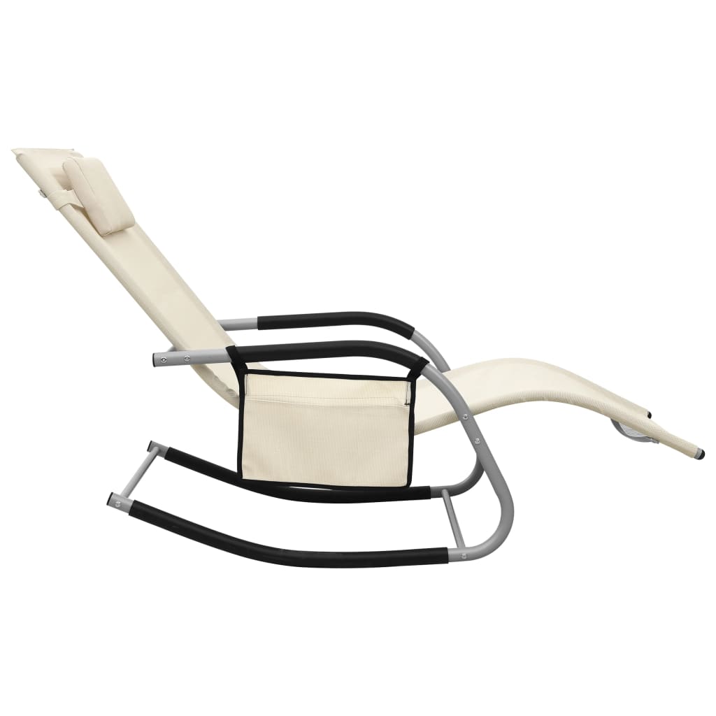 Chaise longue Textilène Crème et gris