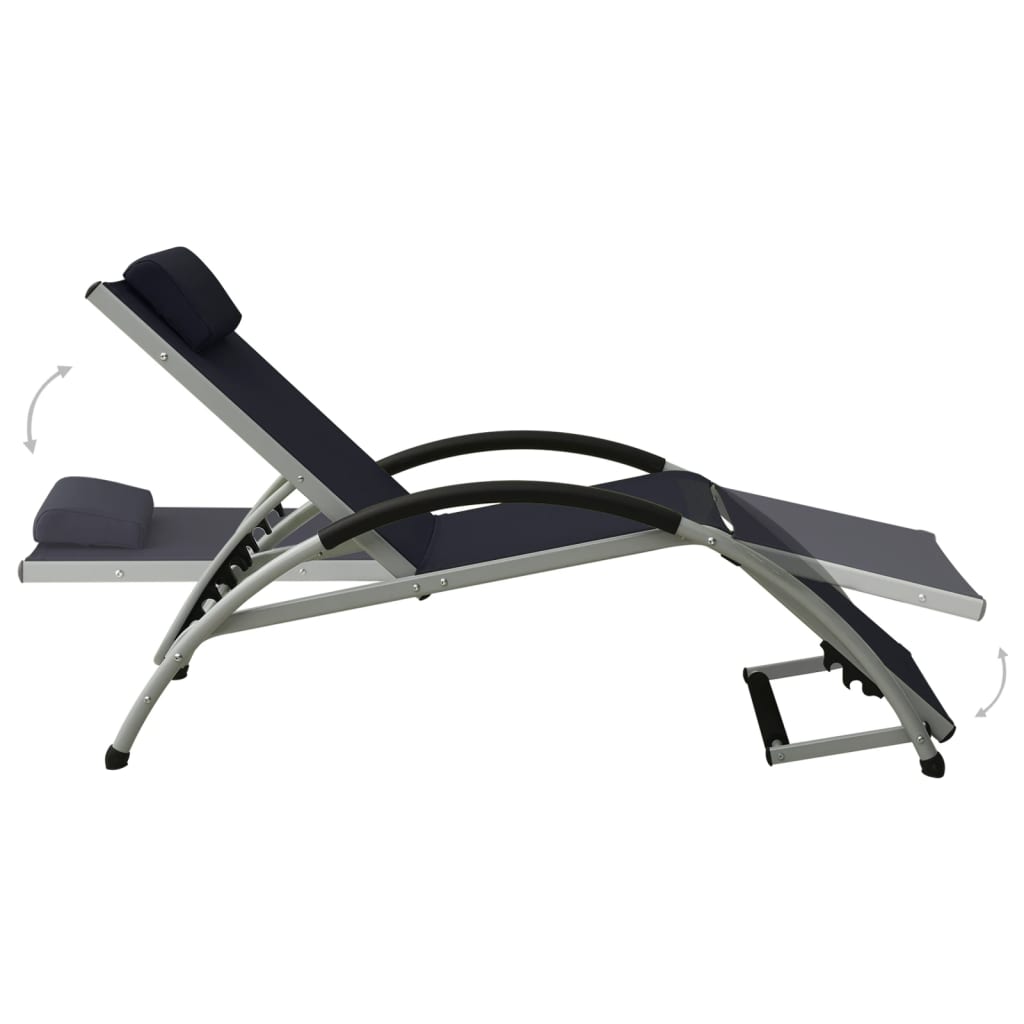 Chaise longue avec oreiller Textilène Noir