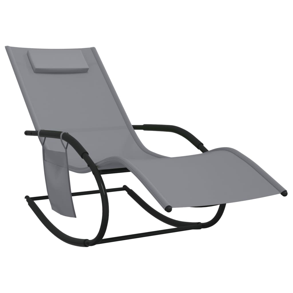 Chaise longue à bascule Gris Acier et textilène