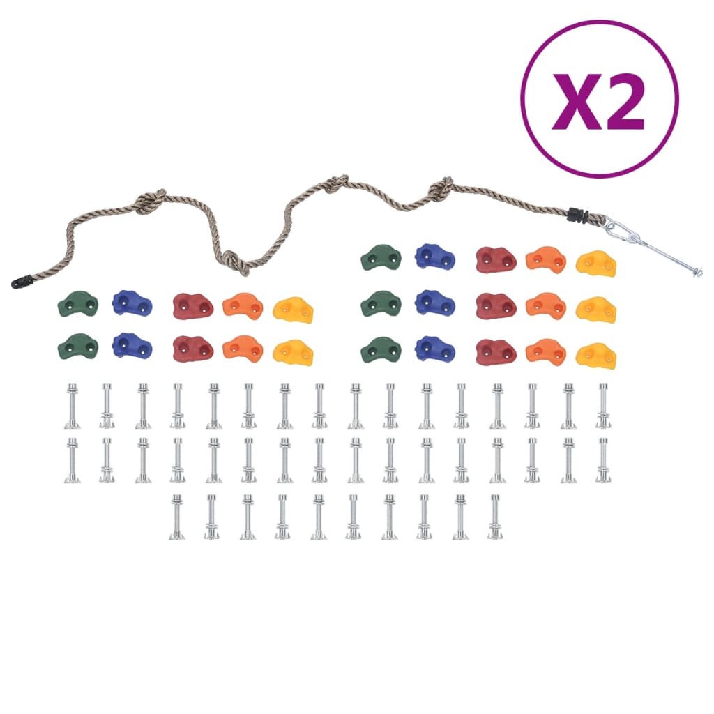 Pierres d'escalade avec corde 50 pcs Multicolore