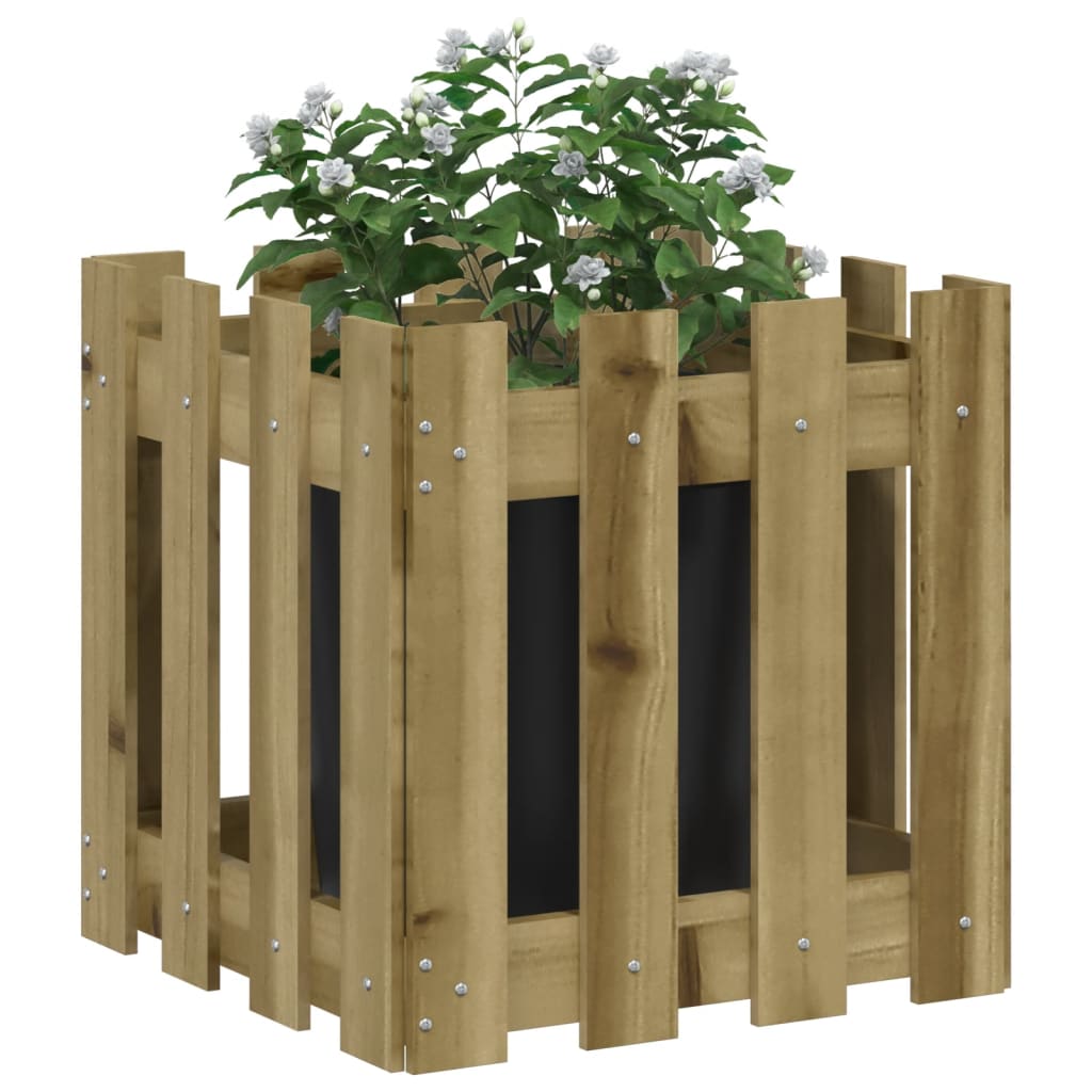 Jardinière avec design de clôture 40x40x40 cm pin imprégné