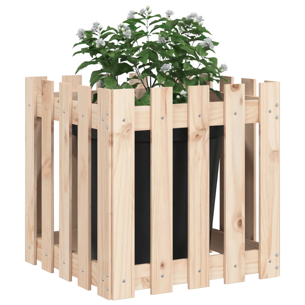Jardinière avec design de clôture 50x50x50 cm pin massif