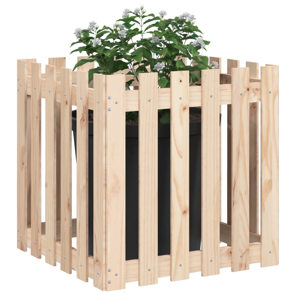 Jardinière avec design de clôture 60x60x60 cm pin massif
