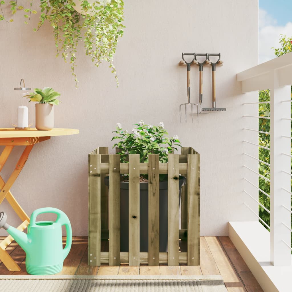 Jardinière avec design de clôture 60x60x60 cm pin imprégné