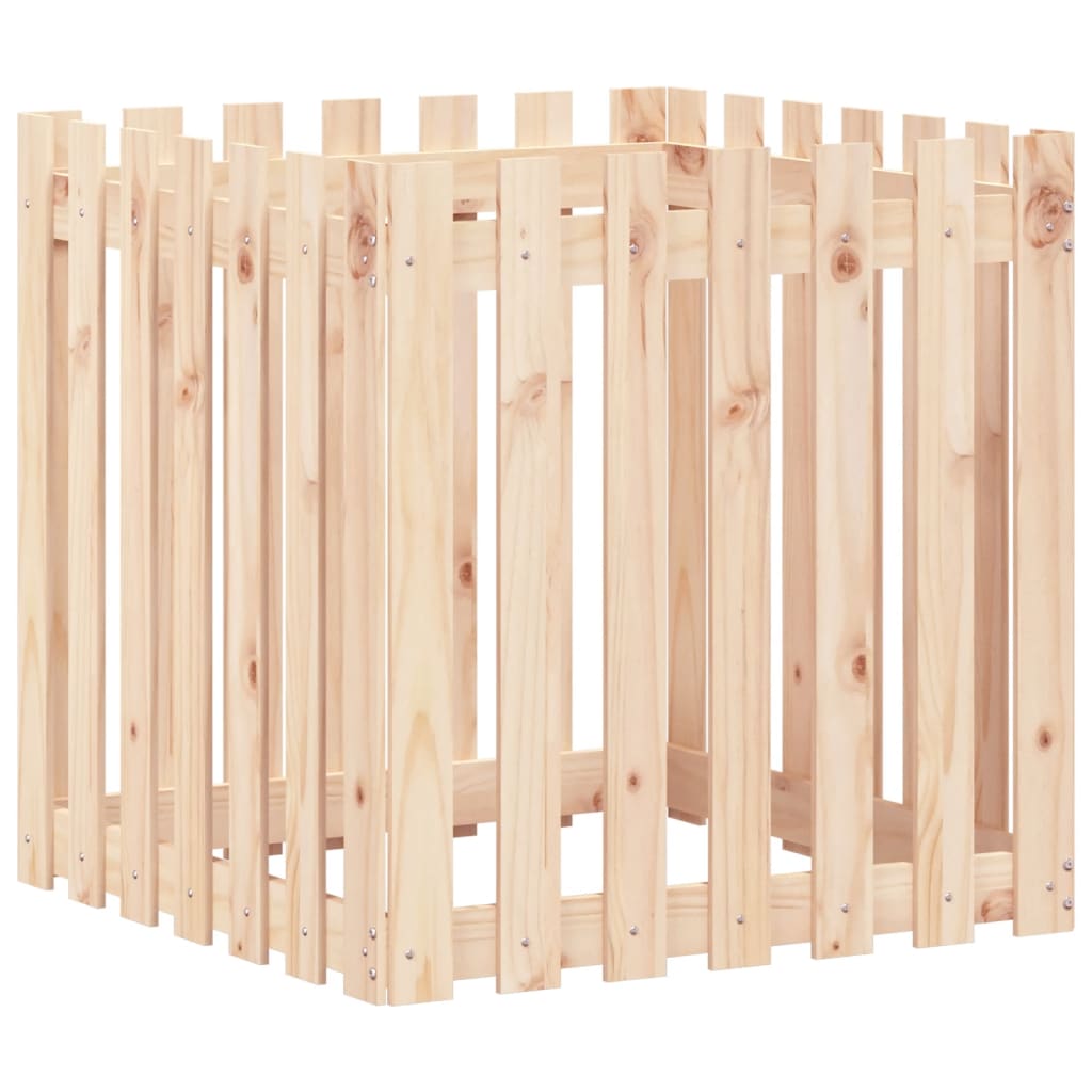 Jardinière avec design de clôture 70x70x70 cm pin massif