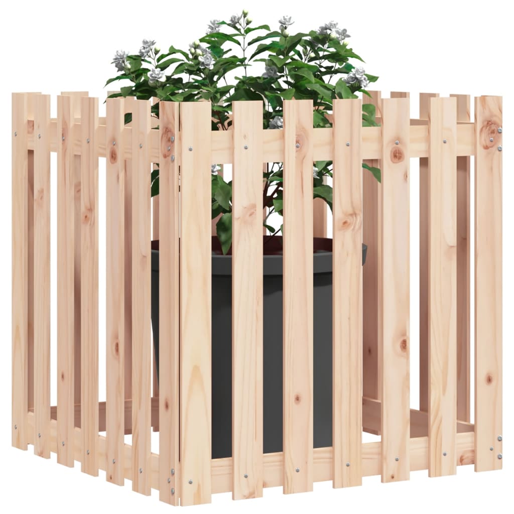 Jardinière avec design de clôture 70x70x70 cm pin massif