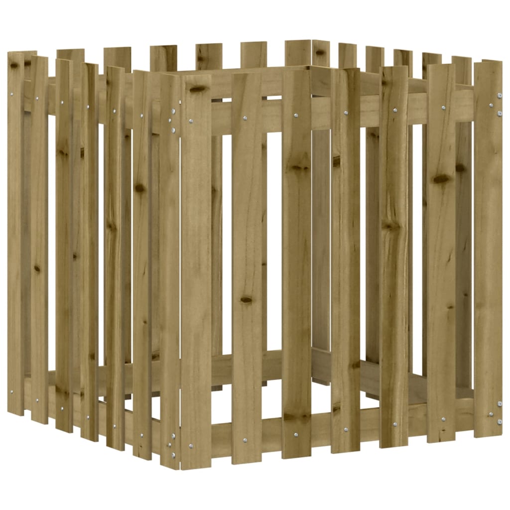 Jardinière avec design de clôture 70x70x70 cm pin imprégné