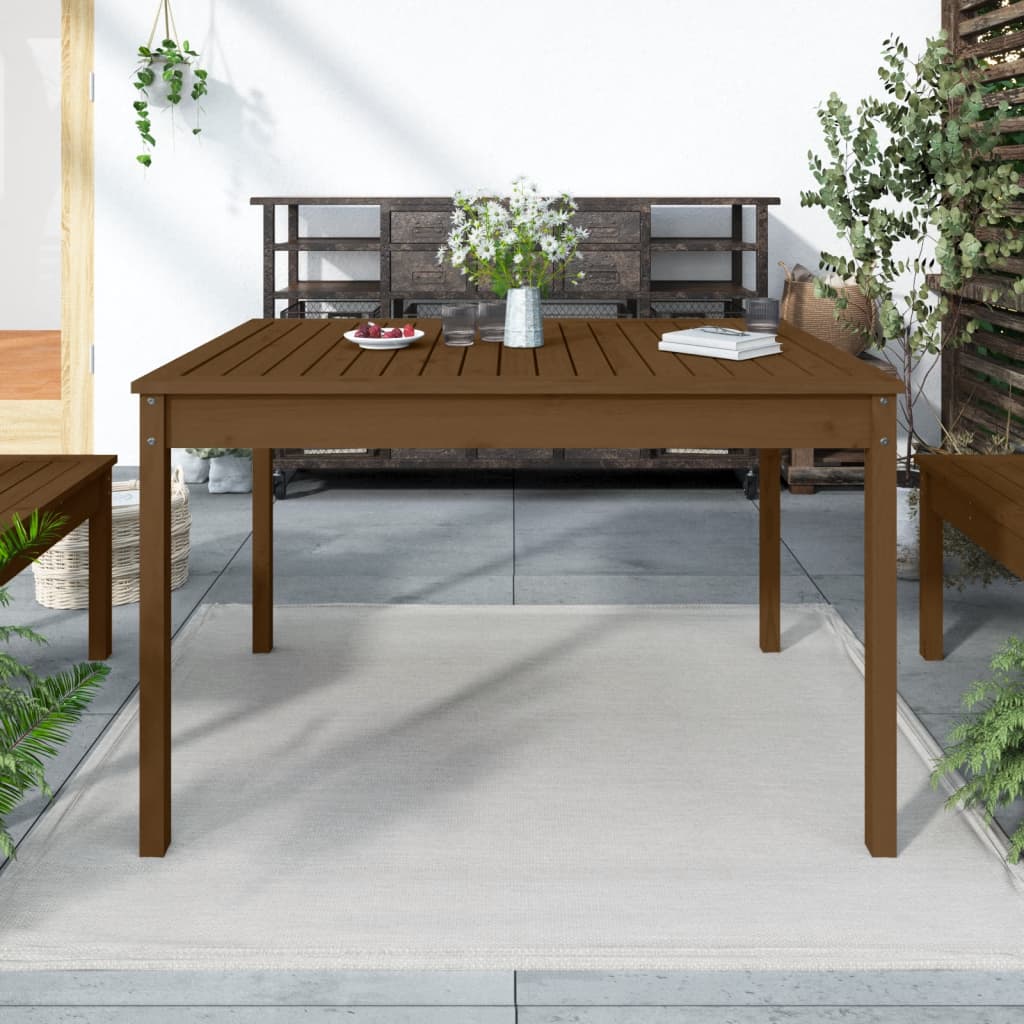 Table de jardin marron miel 121x82,5x76 cm bois massif de pin