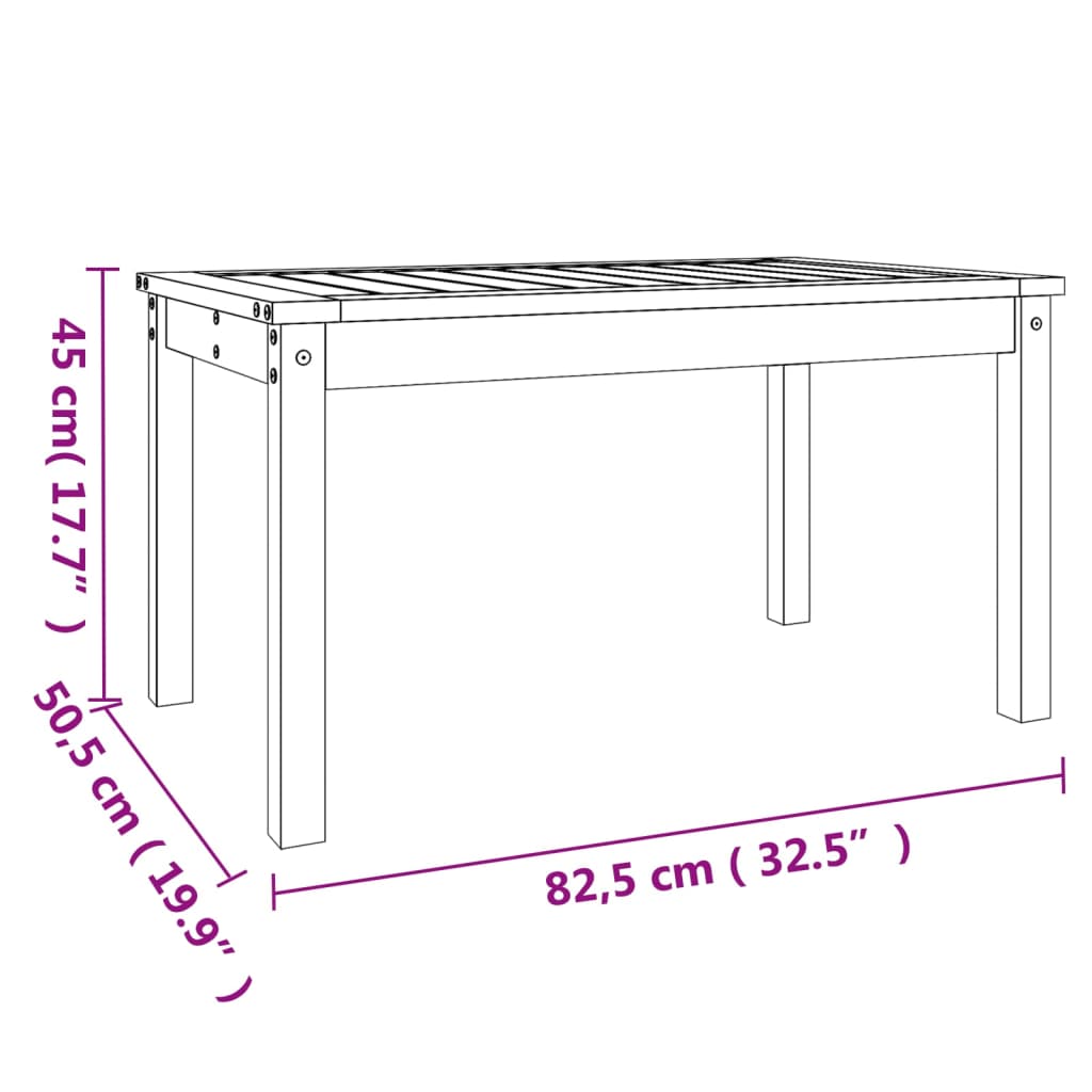 Table de jardin 82,5x50,5x45 cm bois massif de pin