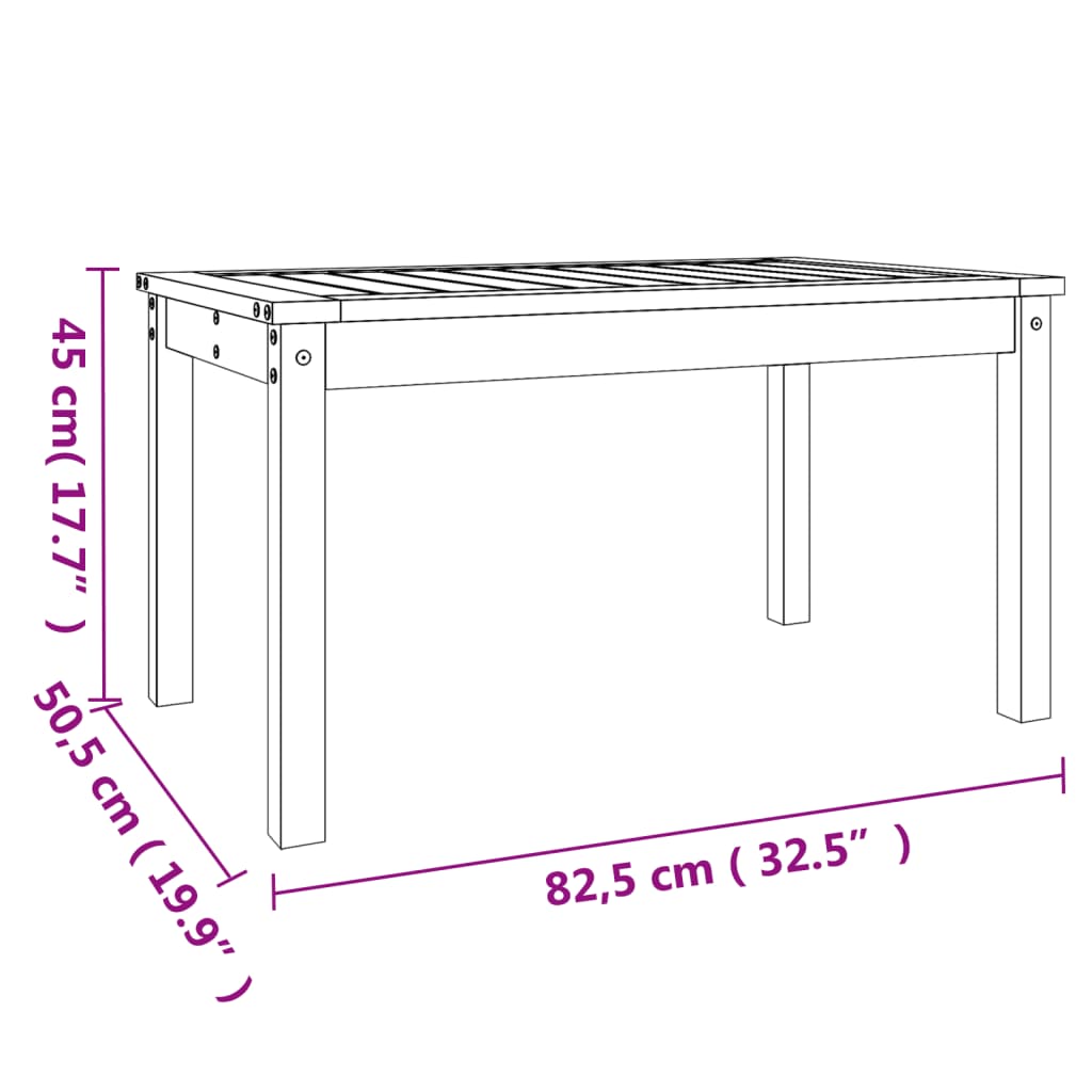Table de jardin gris 82,5x50,5x45 cm bois massif de pin