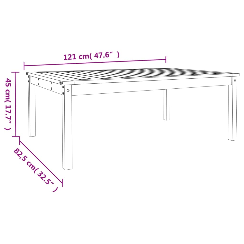 Table de jardin gris 121x82,5x45 cm bois massif de pin