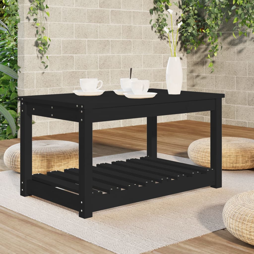 Table de jardin noir 82,5x50,5x45 cm bois massif de pin