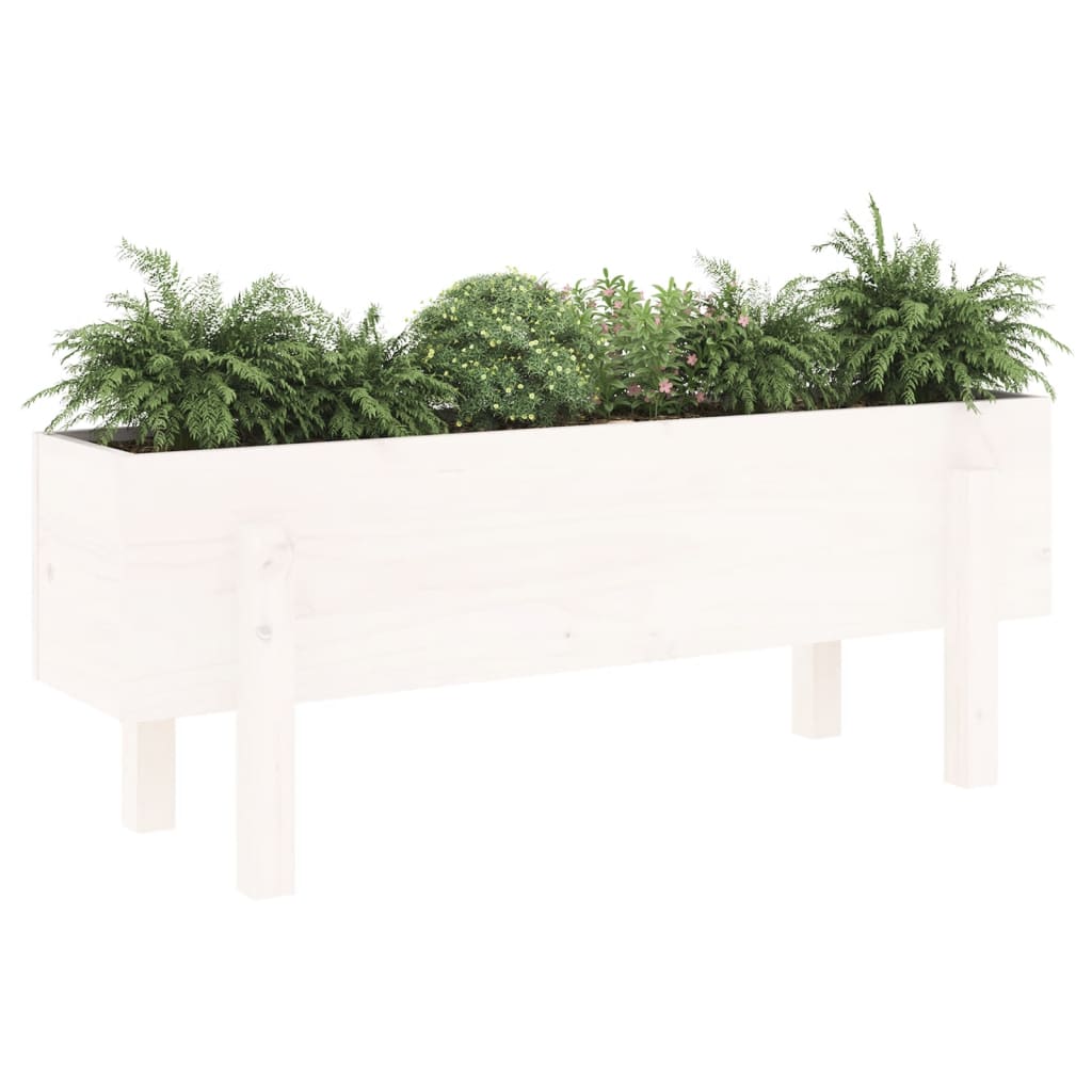 Lit surélevé de jardin blanc 101x30x38 cm bois de pin massif