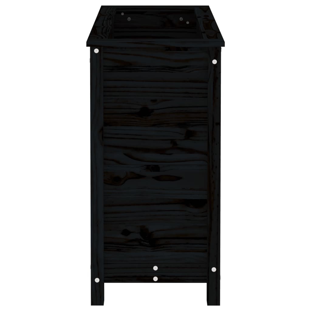 Jardinière noir 82,5x40x78 cm bois massif de pin