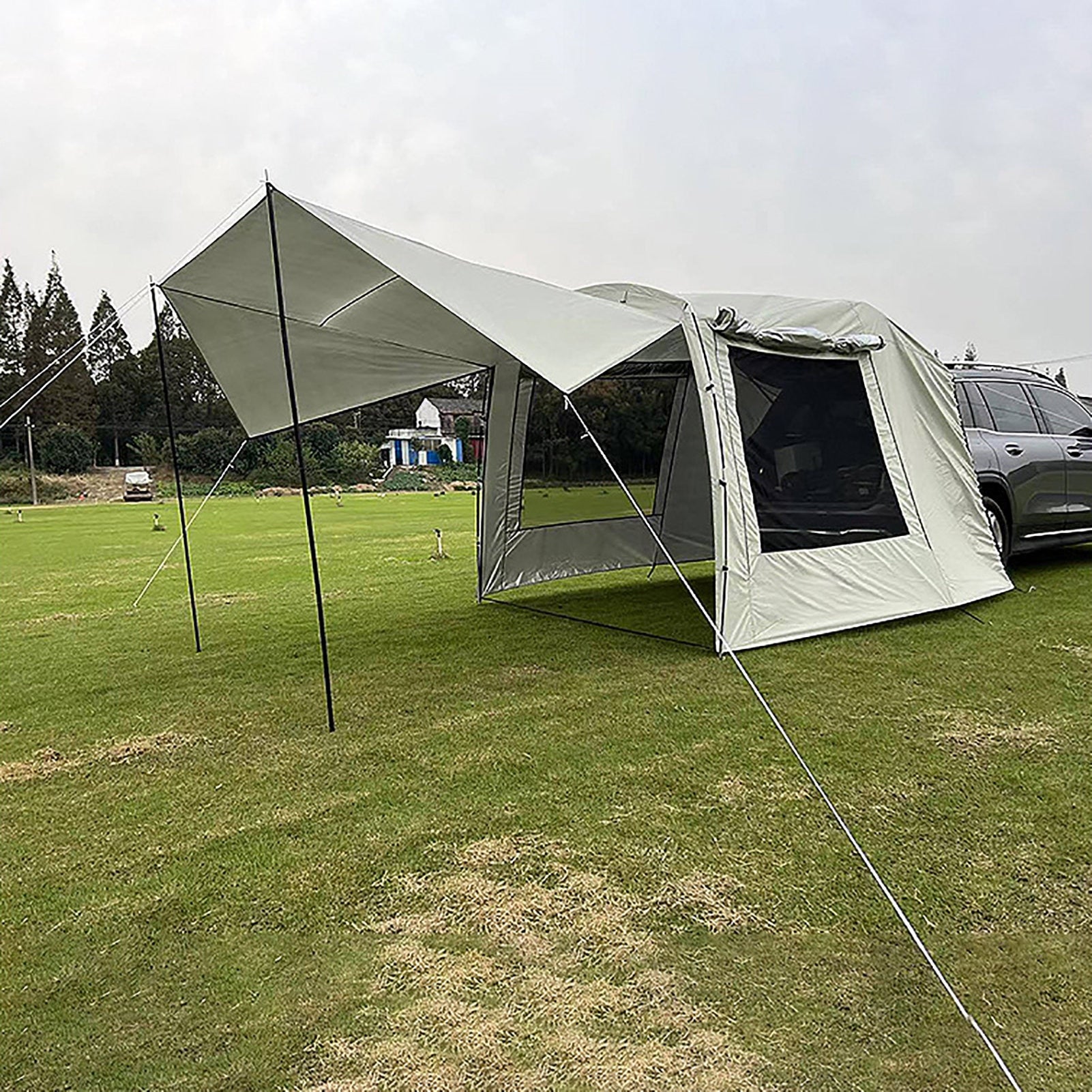 Car Rear Tent Extension Waterproof Trailer Tent Camping Shelter Canopy Car Trunk Tent for Outdoor Tour Barbecue Picnic