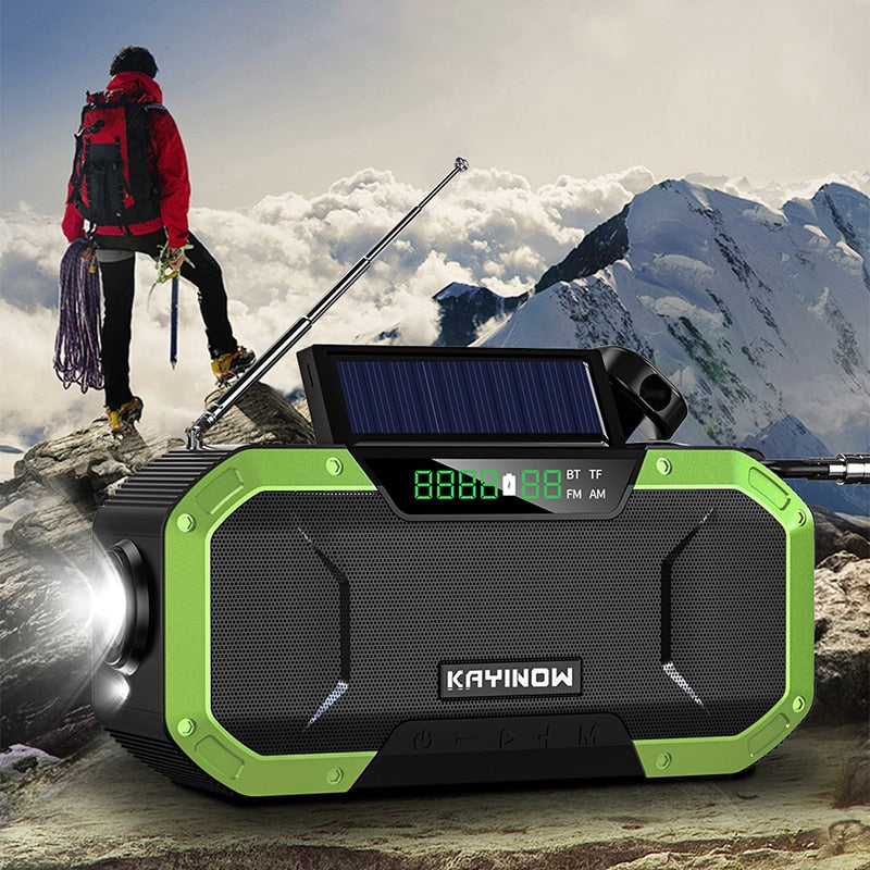Radio de survie Bluetooth DF-580 ; alarme ; camping randonnée survie autonomie dynamo solaire FM AM Basic Survie