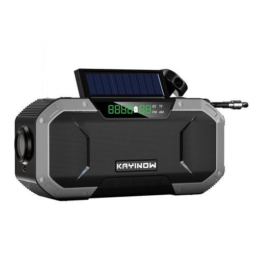 Radio de survie Bluetooth DF-580 ; alarme ; camping randonnée survie autonomie dynamo solaire FM AM Basic Survie
